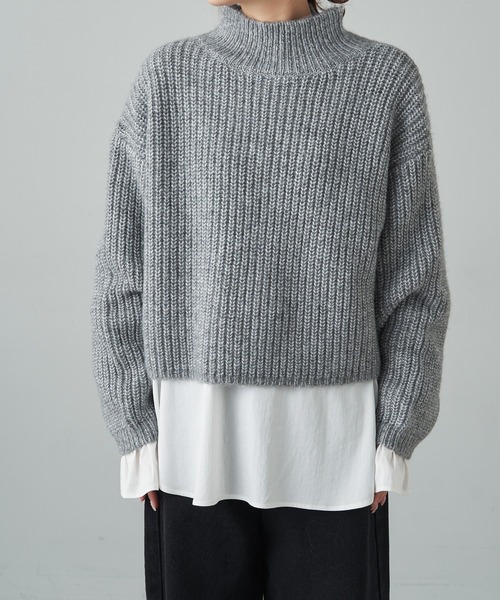 PUAL CE CIN（ピュアルセシン）の「【セットアイテム】袖フレアブラウス+ハイネック畦ニットSET（ニット/セーター・レディース・グレー/アイボリー・FREE）」の13枚目の写真
