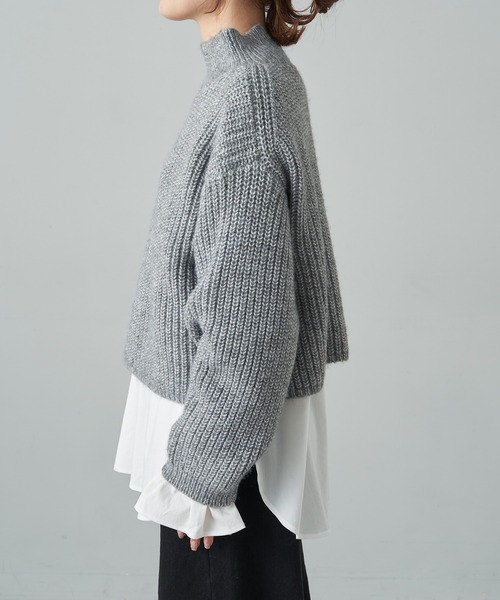 PUAL CE CIN（ピュアルセシン）の「【セットアイテム】袖フレアブラウス+ハイネック畦ニットSET（ニット/セーター・レディース・グレー/アイボリー・FREE）」の14枚目の写真