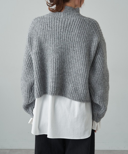 PUAL CE CIN（ピュアルセシン）の「【セットアイテム】袖フレアブラウス+ハイネック畦ニットSET（ニット/セーター・レディース・グレー/アイボリー・FREE）」の15枚目の写真