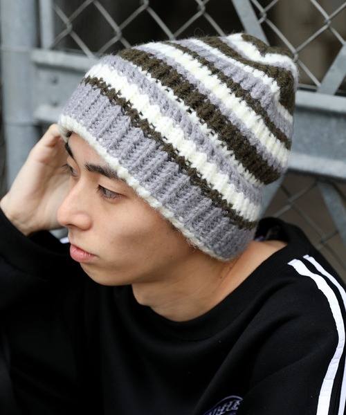 MSG（エムエスジー）の「Buyer's Select/ボーダーニットキャップ（ニットキャップ/ビーニー・メンズ・グレー/ブルー/レッド・FREE）」の2枚目の写真