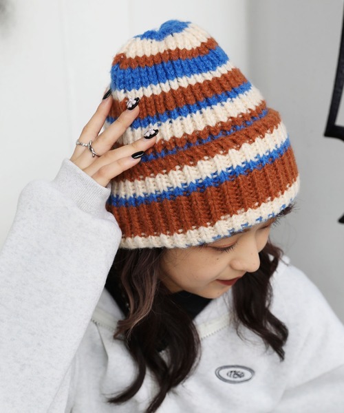 MSG（エムエスジー）の「Buyer's Select/ボーダーニットキャップ（ニットキャップ/ビーニー・メンズ・グレー/ブルー/レッド・FREE）」の3枚目の写真