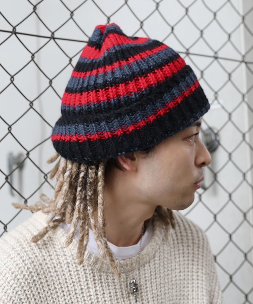 MSG（エムエスジー）の「Buyer's Select/ボーダーニットキャップ（ニットキャップ/ビーニー・メンズ・グレー/ブルー/レッド・FREE）」の6枚目の写真