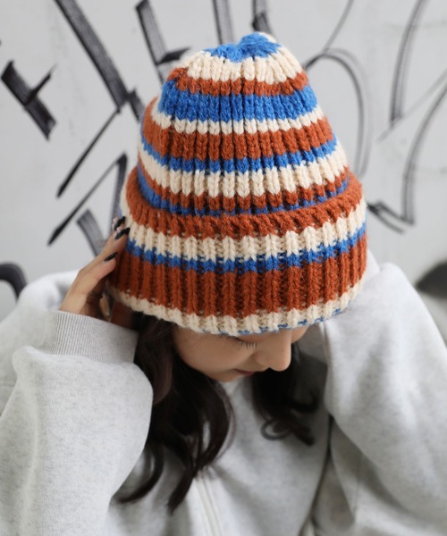 MSG（エムエスジー）の「Buyer's Select/ボーダーニットキャップ（ニットキャップ/ビーニー・メンズ・グレー/ブルー/レッド・FREE）」の5枚目の写真