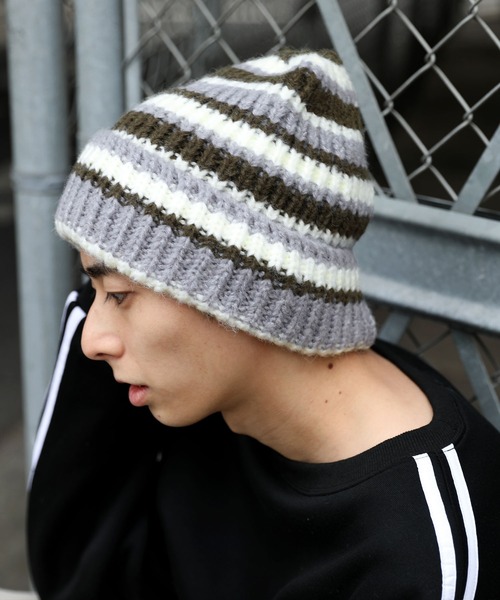 MSG（エムエスジー）の「Buyer's Select/ボーダーニットキャップ（ニットキャップ/ビーニー・メンズ・グレー/ブルー/レッド・FREE）」の4枚目の写真