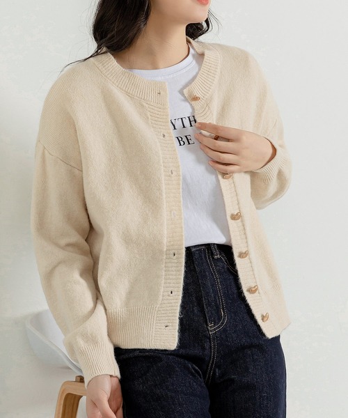 DAY CLOSET(デイ クローゼット)の「レディース 長袖ハートボタンのやわらかニットカーディガン(ニット/セーター・レディース・グレー/アイボリー/ブラック/ピンク/グリーン・FREE)」の16枚目の写真