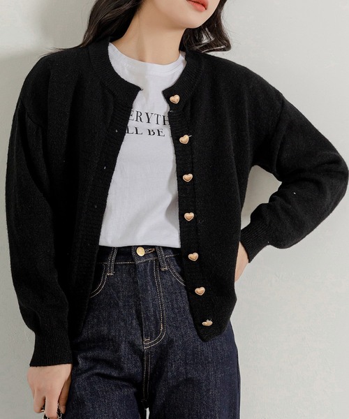 DAY CLOSET(デイ クローゼット)の「レディース 長袖ハートボタンのやわらかニットカーディガン(ニット/セーター・レディース・グレー/アイボリー/ブラック/ピンク/グリーン・FREE)」の12枚目の写真