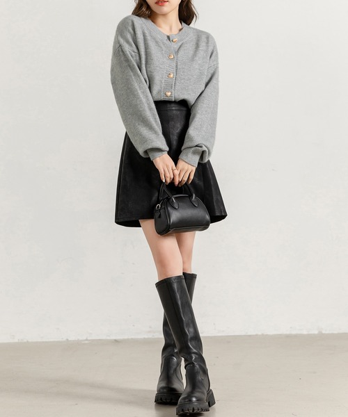 DAY CLOSET(デイ クローゼット)の「レディース 長袖ハートボタンのやわらかニットカーディガン(ニット/セーター・レディース・グレー/アイボリー/ブラック/ピンク/グリーン・FREE)」の18枚目の写真