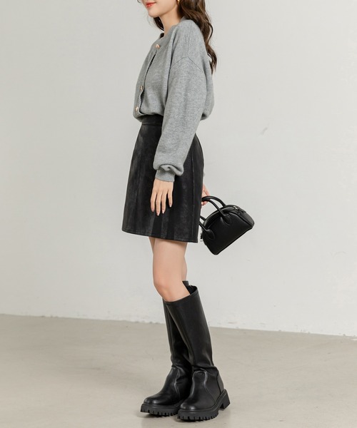 DAY CLOSET(デイ クローゼット)の「レディース 長袖ハートボタンのやわらかニットカーディガン(ニット/セーター・レディース・グレー/アイボリー/ブラック/ピンク/グリーン・FREE)」の8枚目の写真