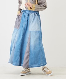 CUBE SUGAR | 6.5オンスデニムマチ切替ロングスカート(デニムスカート)