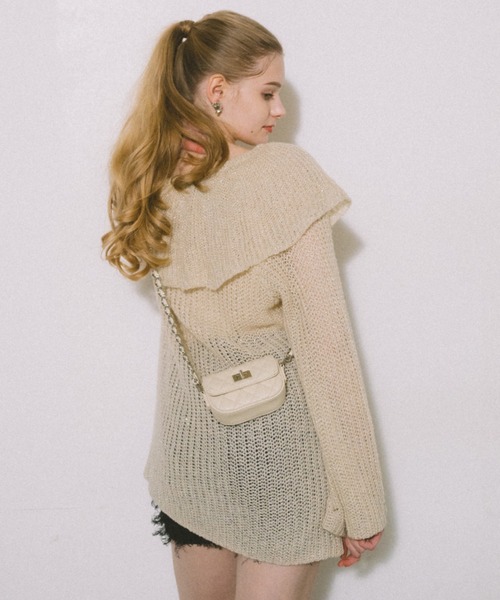 ECREL（エクレール）の「スパンコールフリルシアーニット / 前後2way着用可（ニット/セーター・レディース・ピンク/ライトブルー/アイボリー/ベビーピンク/ブラウン・FREE）」の20枚目の写真
