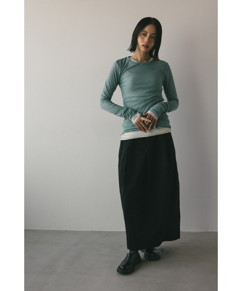 STYLEMIXER（スタイルミキサー）の「ソフトスムースシアーロンT（Tシャツ/カットソー・レディース・グリーン/ライトベージュ/サックスブルー/ホワイト・FREE）」の12枚目の写真