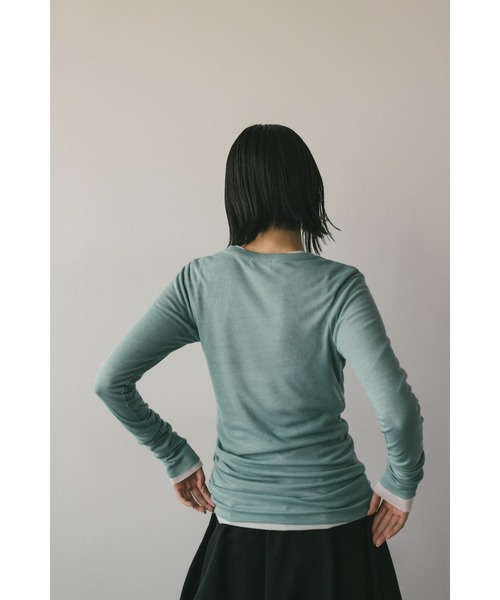 STYLEMIXER（スタイルミキサー）の「ソフトスムースシアーロンT（Tシャツ/カットソー・レディース・グリーン/ライトベージュ/サックスブルー/ホワイト・FREE）」の15枚目の写真