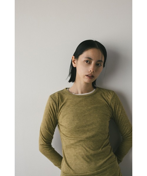 STYLEMIXER（スタイルミキサー）の「ソフトスムースシアーロンT（Tシャツ/カットソー・レディース・グリーン/ライトベージュ/サックスブルー/ホワイト・FREE）」の6枚目の写真