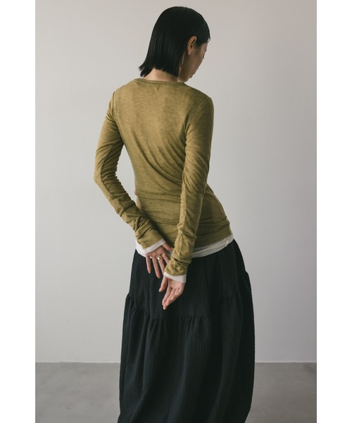 STYLEMIXER（スタイルミキサー）の「ソフトスムースシアーロンT（Tシャツ/カットソー・レディース・グリーン/ライトベージュ/サックスブルー/ホワイト・FREE）」の8枚目の写真