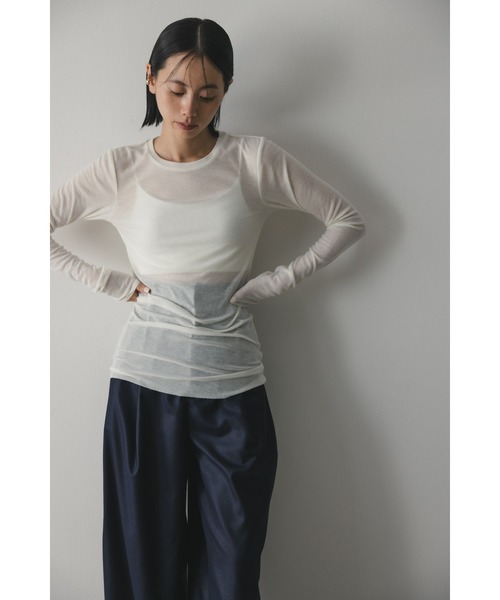 STYLEMIXER（スタイルミキサー）の「ソフトスムースシアーロンT（Tシャツ/カットソー・レディース・グリーン/ライトベージュ/サックスブルー/ホワイト・FREE）」の19枚目の写真