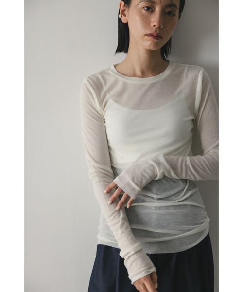 STYLEMIXER（スタイルミキサー）の「ソフトスムースシアーロンT（Tシャツ/カットソー・レディース・グリーン/ライトベージュ/サックスブルー/ホワイト・FREE）」の20枚目の写真