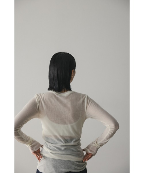 STYLEMIXER（スタイルミキサー）の「ソフトスムースシアーロンT（Tシャツ/カットソー・レディース・グリーン/ライトベージュ/サックスブルー/ホワイト・FREE）」の22枚目の写真