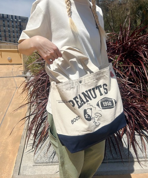 SNOOPY×OLD BETTY'S(スヌーピーカケルオールドベティーズ)の「スヌーピー【SNOOPY】Canvas Switching Tote Bag(BOOT柄)(ショルダーバッグ・レディース・ナチュラル/ホワイト×ネイビー・FREE)」の7枚目の写真