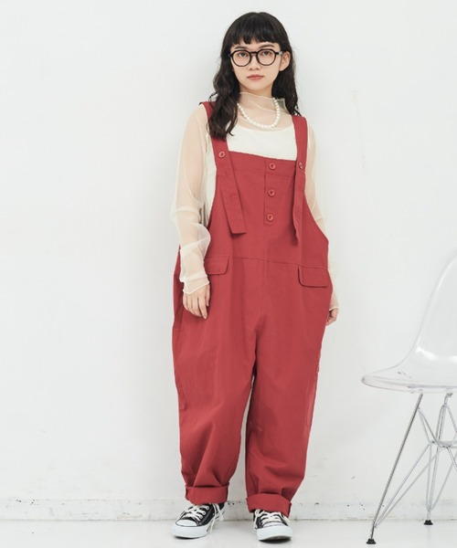 MERLOT（メルロー）の「ワイドオーバーオール（サロペット/オーバーオール・レディース・レッド/ブラック・FREE）」の18枚目の写真