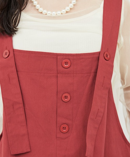 MERLOT（メルロー）の「ワイドオーバーオール（サロペット/オーバーオール・レディース・レッド/ブラック・FREE）」の7枚目の写真