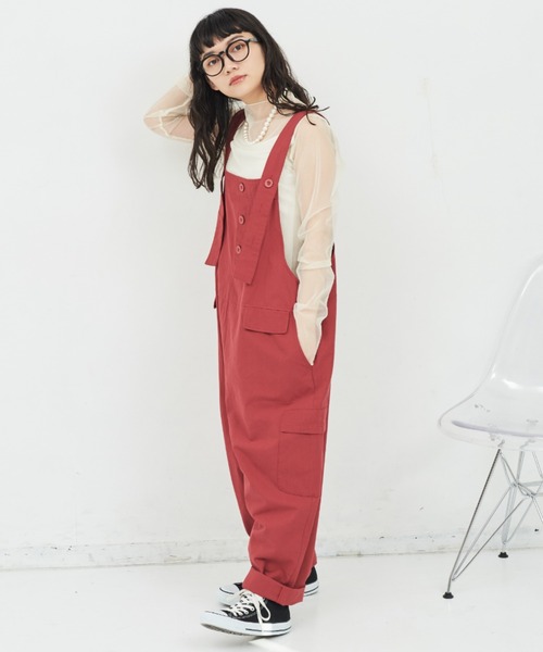 MERLOT（メルロー）の「ワイドオーバーオール（サロペット/オーバーオール・レディース・レッド/ブラック・FREE）」の17枚目の写真