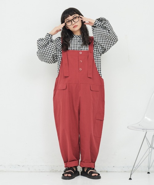 MERLOT（メルロー）の「ワイドオーバーオール（サロペット/オーバーオール・レディース・レッド/ブラック・FREE）」の13枚目の写真