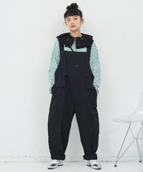 MERLOT（メルロー）の「ワイドオーバーオール（サロペット/オーバーオール・レディース・レッド/ブラック・FREE）」の9枚目の写真