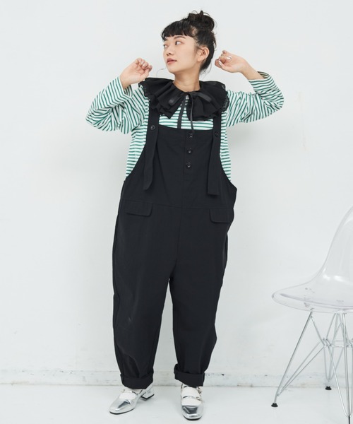 MERLOT（メルロー）の「ワイドオーバーオール（サロペット/オーバーオール・レディース・レッド/ブラック・FREE）」の5枚目の写真