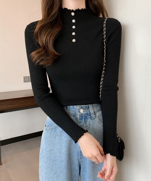 Miniministore(ミニミニストア)の「ニットセーター レディース 長袖トップス(ニット/セーター・レディース・ホワイト/ブラック/ライトベージュ/ブルー/グレー・FREE)」の7枚目の写真