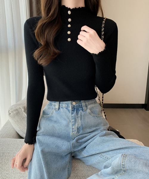 Miniministore(ミニミニストア)の「ニットセーター レディース 長袖トップス(ニット/セーター・レディース・ホワイト/ブラック/ライトベージュ/ブルー/グレー・FREE)」の8枚目の写真