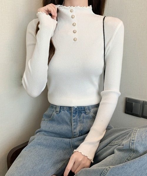 Miniministore(ミニミニストア)の「ニットセーター レディース 長袖トップス(ニット/セーター・レディース・ホワイト/ブラック/ライトベージュ/ブルー/グレー・FREE)」の13枚目の写真