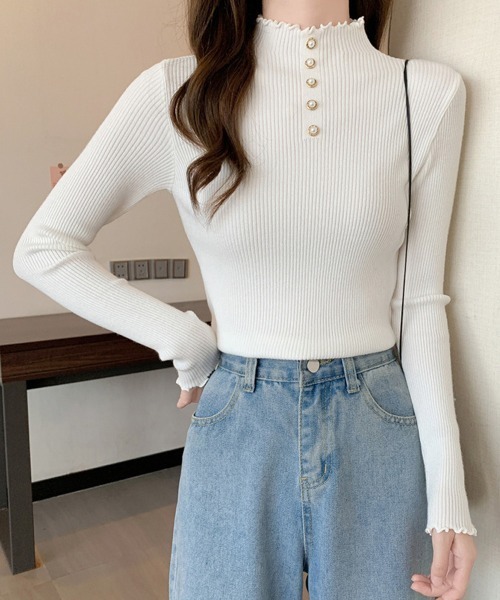 Miniministore(ミニミニストア)の「ニットセーター レディース 長袖トップス(ニット/セーター・レディース・ホワイト/ブラック/ライトベージュ/ブルー/グレー・FREE)」の15枚目の写真