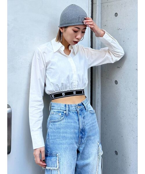 EMODA（エモダ）の「ジャガードラインシャツトップ（シャツ/ブラウス