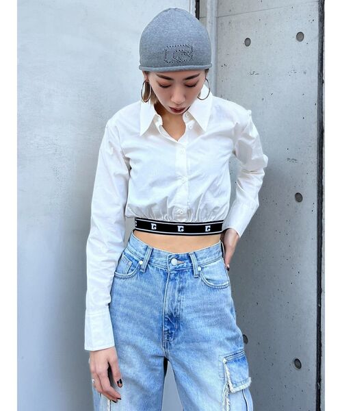 EMODA(エモダ)の「ジャガードラインシャツトップ(シャツ/ブラウス・レディース・ホワイト/ピンク/ブラック/ブルー・FREE)」の12枚目の写真