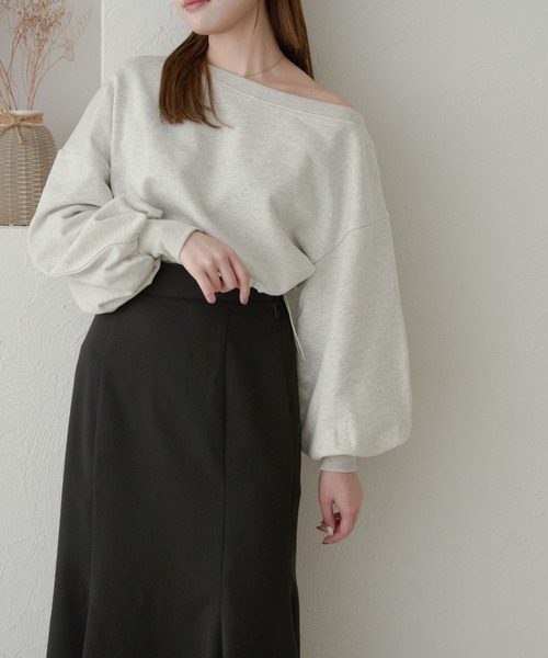 Ambre Neige（アンブルネージュ）の「ドロストショートスウェット／WEB/EC限定商品（スウェット・レディース・ライトグレー/ベビーピンク/アイボリー・FREE）」の3枚目の写真