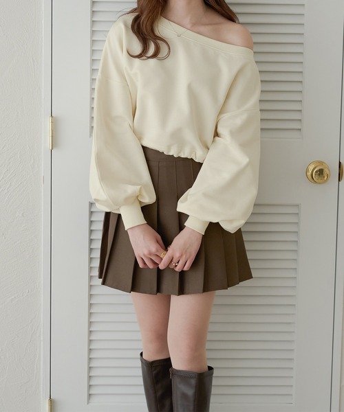 Ambre Neige（アンブルネージュ）の「ドロストショートスウェット／WEB/EC限定商品（スウェット・レディース・ライトグレー/ベビーピンク/アイボリー・FREE）」の4枚目の写真