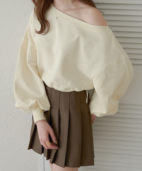 Ambre Neige（アンブルネージュ）の「ドロストショートスウェット／WEB/EC限定商品（スウェット・レディース・ライトグレー/ベビーピンク/アイボリー・FREE）」の6枚目の写真