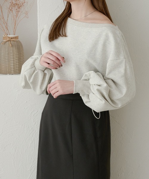 Ambre Neige（アンブルネージュ）の「ドロストショートスウェット／WEB/EC限定商品（スウェット・レディース・ライトグレー/ベビーピンク/アイボリー・FREE）」の11枚目の写真