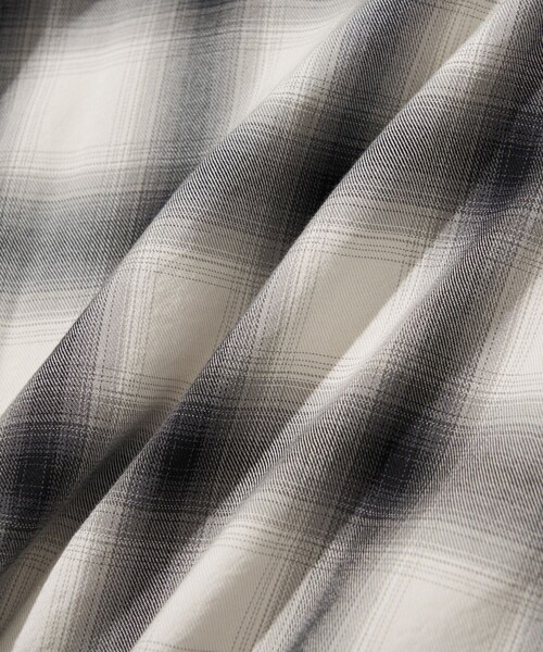 HINSON（ヒンソン）の「HINSON/ヒンソン ハーフジップ オンブレチェック シャツ L/S /ロングスリーブ（シャツ/ブラウス・メンズ・ホワイト/ブラック/ブラウン・MEDIUM/LARGE）」の10枚目の写真