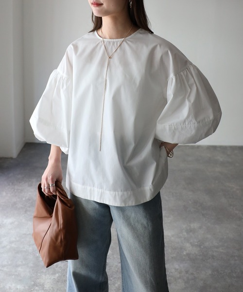 Riberry(リベリー)の「バルーンスリーブ前後2WAYブラウス(シャツ/ブラウス・レディース・ブラック/オフホワイト/ネイビー系/ブルー系・FREE)」の13枚目の写真