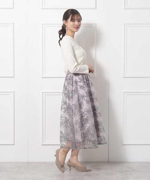 couture brooch（クチュールブローチ）の「◆【チュール×刺繍の華やかスカート】エンブロフルールスカート（スカート・レディース・ブラウン系その他2/パープル系1/ライトグレー系・42/40/38/36）」の15枚目の写真