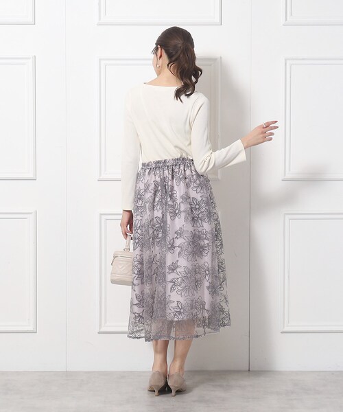 couture brooch（クチュールブローチ）の「◆【チュール×刺繍の華やかスカート】エンブロフルールスカート（スカート・レディース・ブラウン系その他2/パープル系1/ライトグレー系・42/40/38/36）」の13枚目の写真