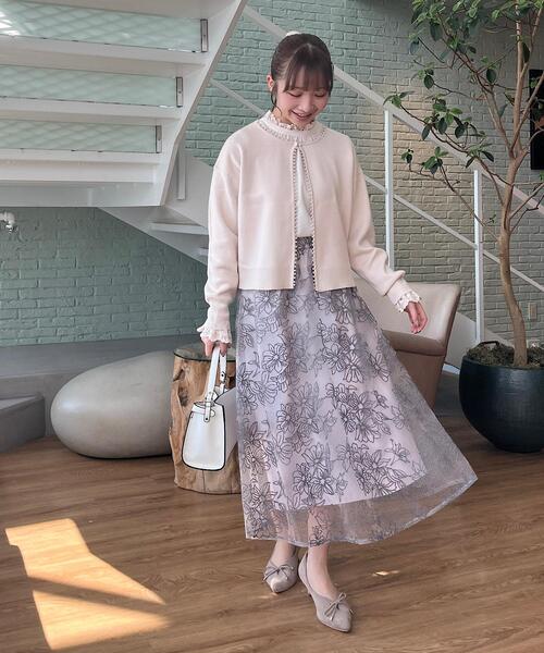 couture brooch（クチュールブローチ）の「◆【チュール×刺繍の華やかスカート】エンブロフルールスカート（スカート・レディース・ブラウン系その他2/パープル系1/ライトグレー系・42/40/38/36）」の9枚目の写真