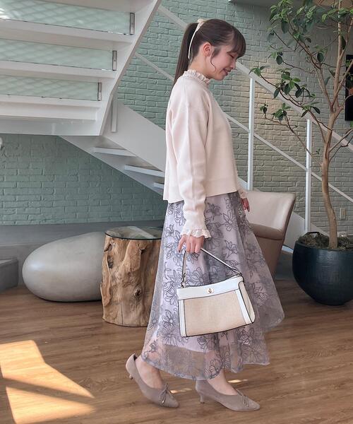 couture brooch（クチュールブローチ）の「◆【チュール×刺繍の華やかスカート】エンブロフルールスカート（スカート・レディース・ブラウン系その他2/パープル系1/ライトグレー系・42/40/38/36）」の6枚目の写真