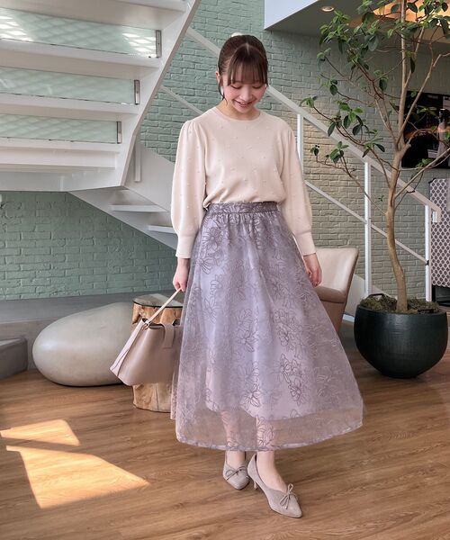 couture brooch（クチュールブローチ）の「◆【チュール×刺繍の華やかスカート】エンブロフルールスカート（スカート・レディース・ブラウン系その他2/パープル系1/ライトグレー系・42/40/38/36）」の20枚目の写真