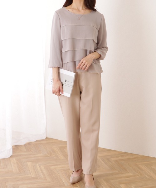 Lace Ladies(レースレディース)の「シフォン ティアード 7分袖 クルーネック ブラウス(シャツ/ブラウス・レディース・ネイビー/ホワイト/ブラック/グレー・S/FREE)」の16枚目の写真