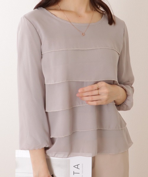 Lace Ladies(レースレディース)の「シフォン ティアード 7分袖 クルーネック ブラウス(シャツ/ブラウス・レディース・ネイビー/ホワイト/ブラック/グレー・S/FREE)」の18枚目の写真