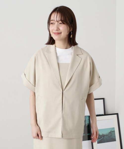 N.(N. Natural Beauty Basic)(エヌエヌナチュラルビューティーベーシック)の「◆ハーフスリーブジャケット&キャミワンピースセット(ワンピース・レディース・グレー/ライトベージュ・MEDIUM)」の5枚目の写真