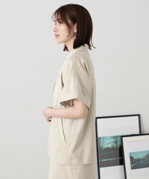 N.(N. Natural Beauty Basic)(エヌエヌナチュラルビューティーベーシック)の「◆ハーフスリーブジャケット&キャミワンピースセット(ワンピース・レディース・グレー/ライトベージュ・MEDIUM)」の6枚目の写真