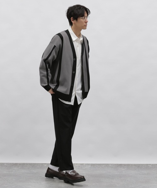 LAKOLE(ラコレ)の「PEアシメストライプカーデ / 987308(カーディガン/ボレロ・メンズ・チャコールグレー/アイボリー/グリーン・X-LARGE/LARGE/MEDIUM)」の7枚目の写真